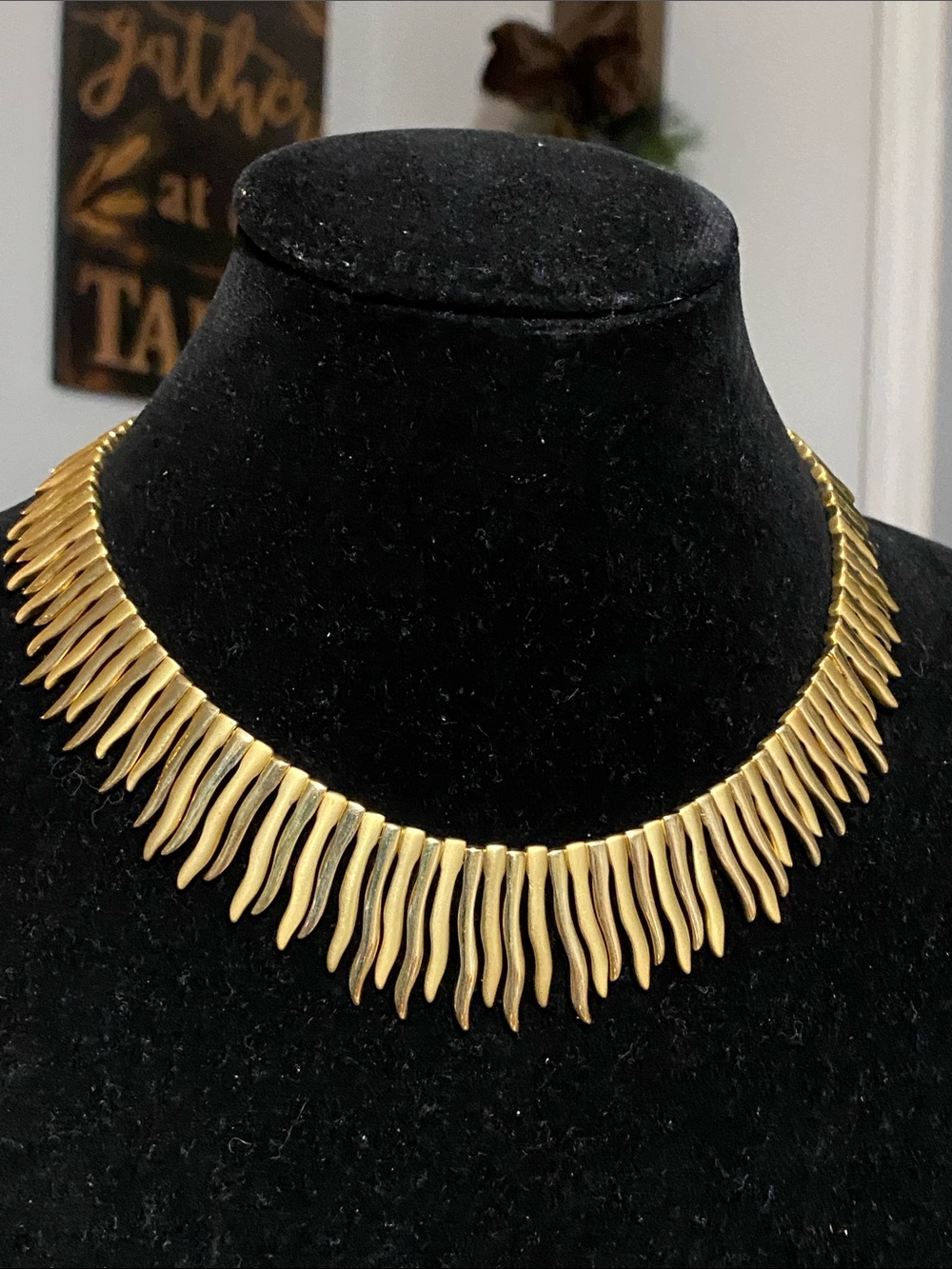 VTG Gold-Tone Fringe Statement Necklace